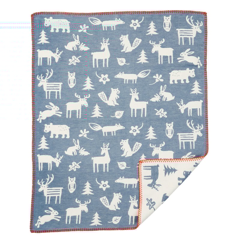Klippan Yllefabrik Forest baby blanket cotton Blue