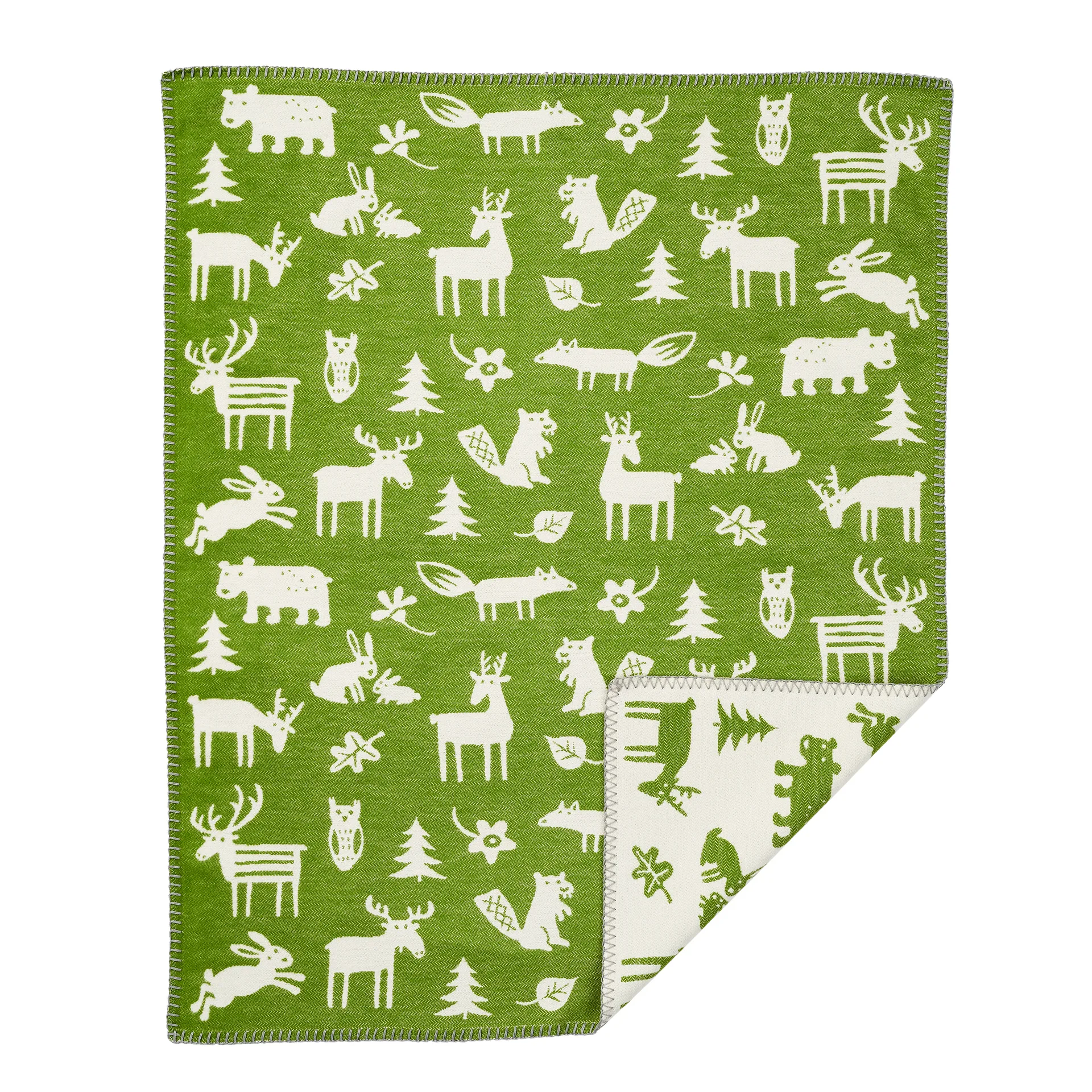 Forest baby blanket cotton, green Klippan Yllefabrik