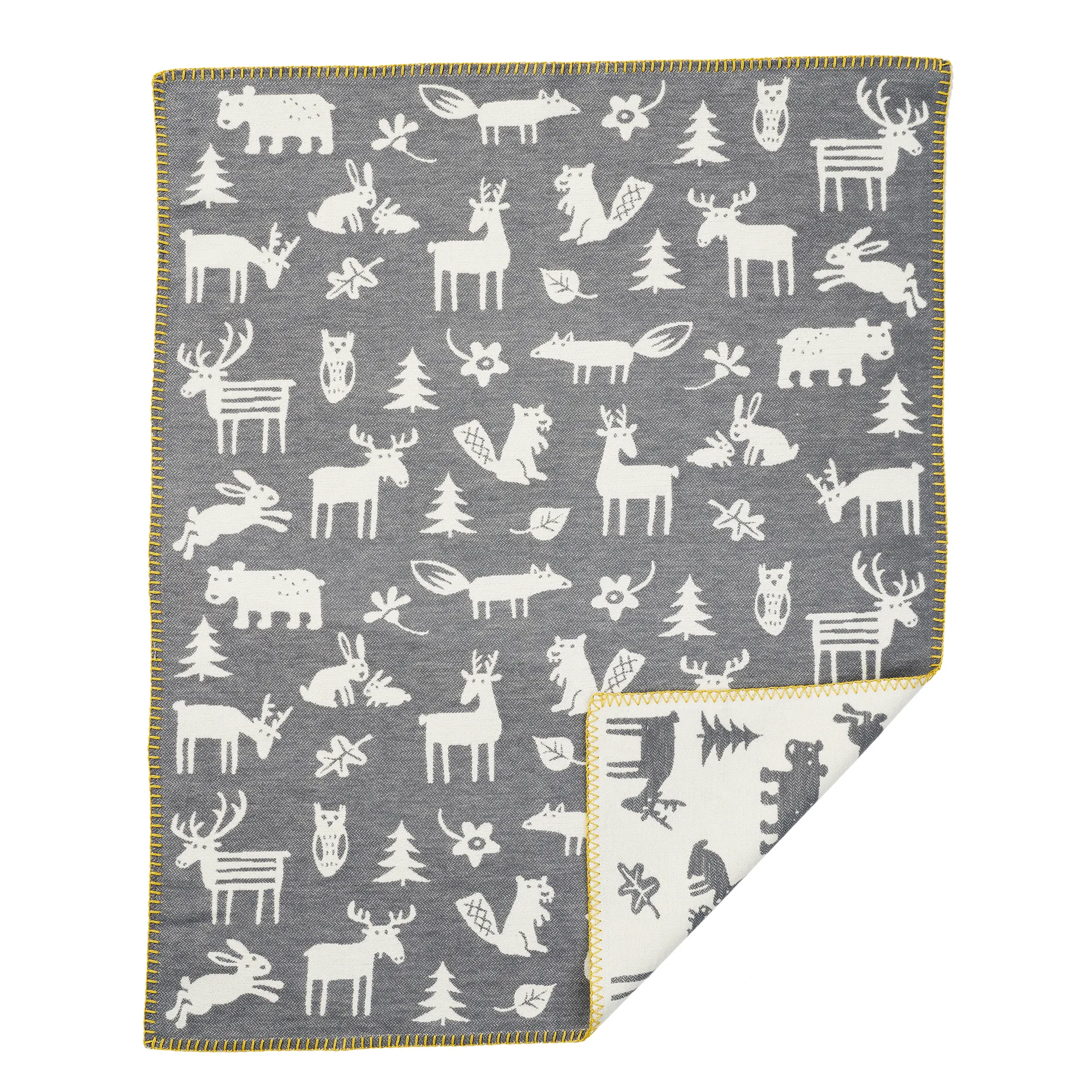 Forest baby blanket cotton, grey Klippan Yllefabrik