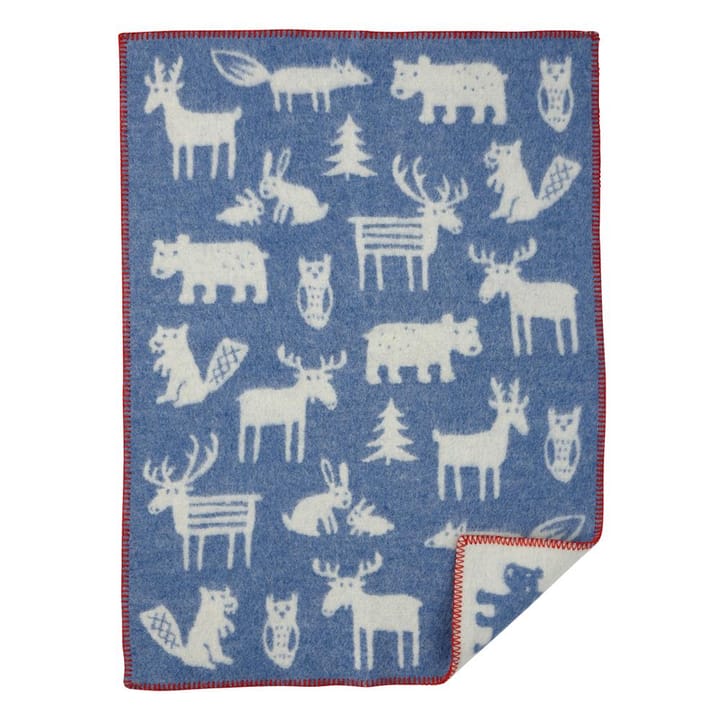 Forest childrens blanket - blue - Klippan Yllefabrik