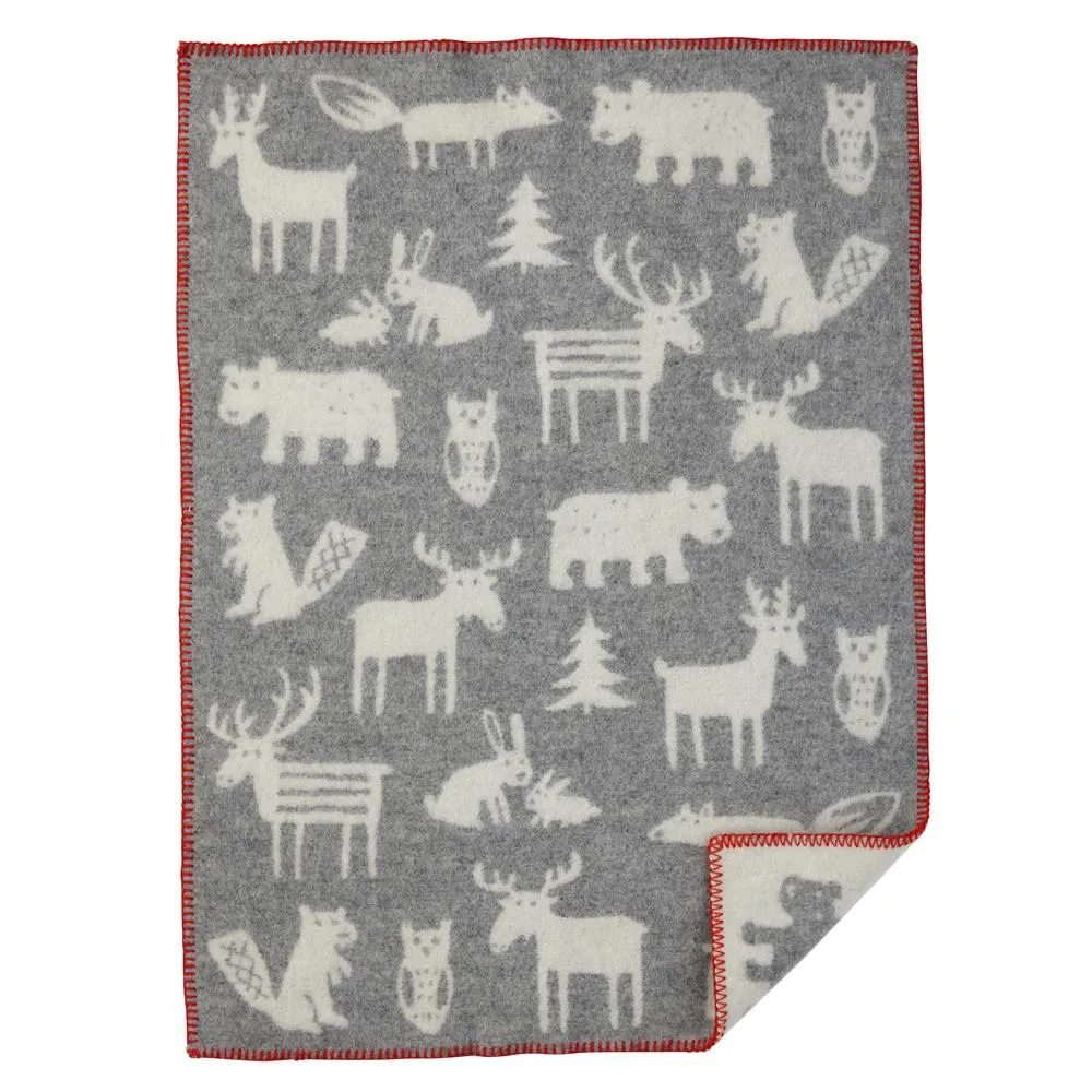Klippan Yllefabrik Forest childrens blanket grey | Scandinavian Design | Baby blankets | Grey