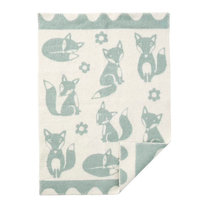 Fox children's blanket - light blue - Klippan Yllefabrik