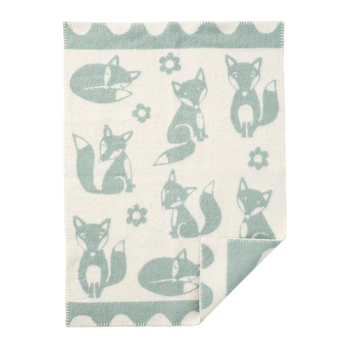 Klippan Yllefabrik Fox children's blanket light blue