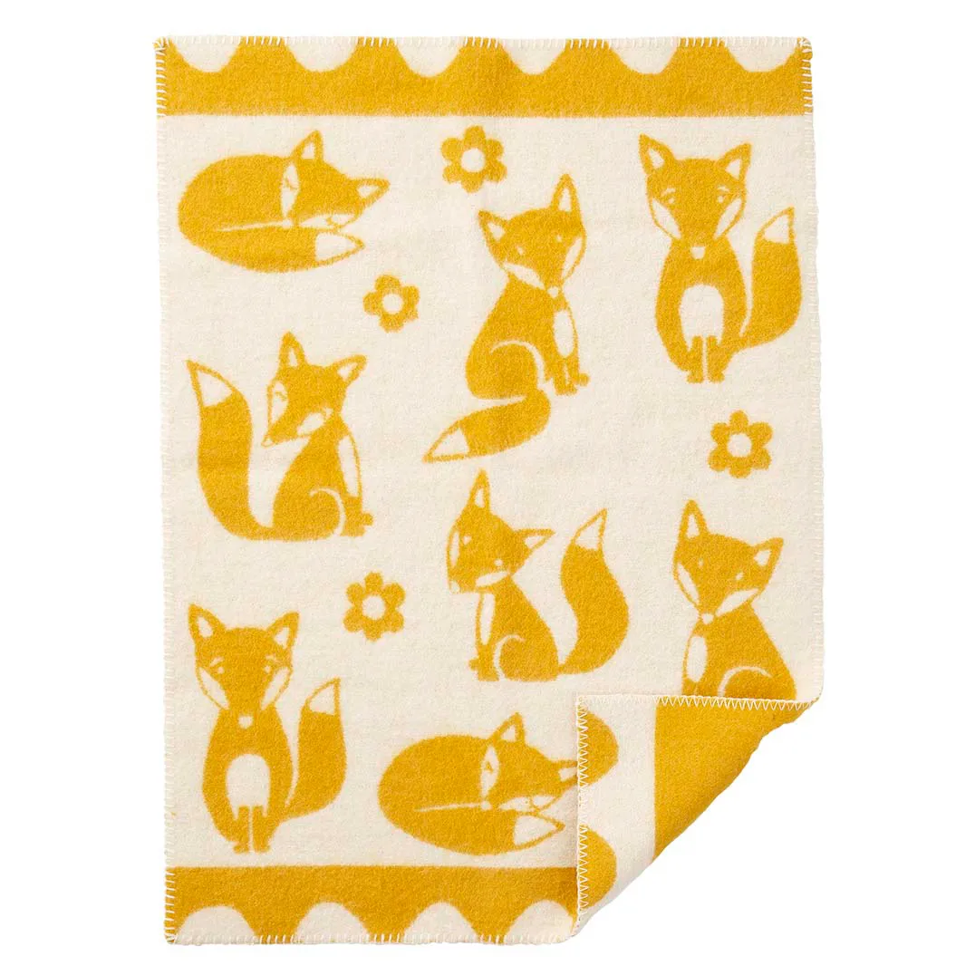 Fox children's blanket, saffron Klippan Yllefabrik