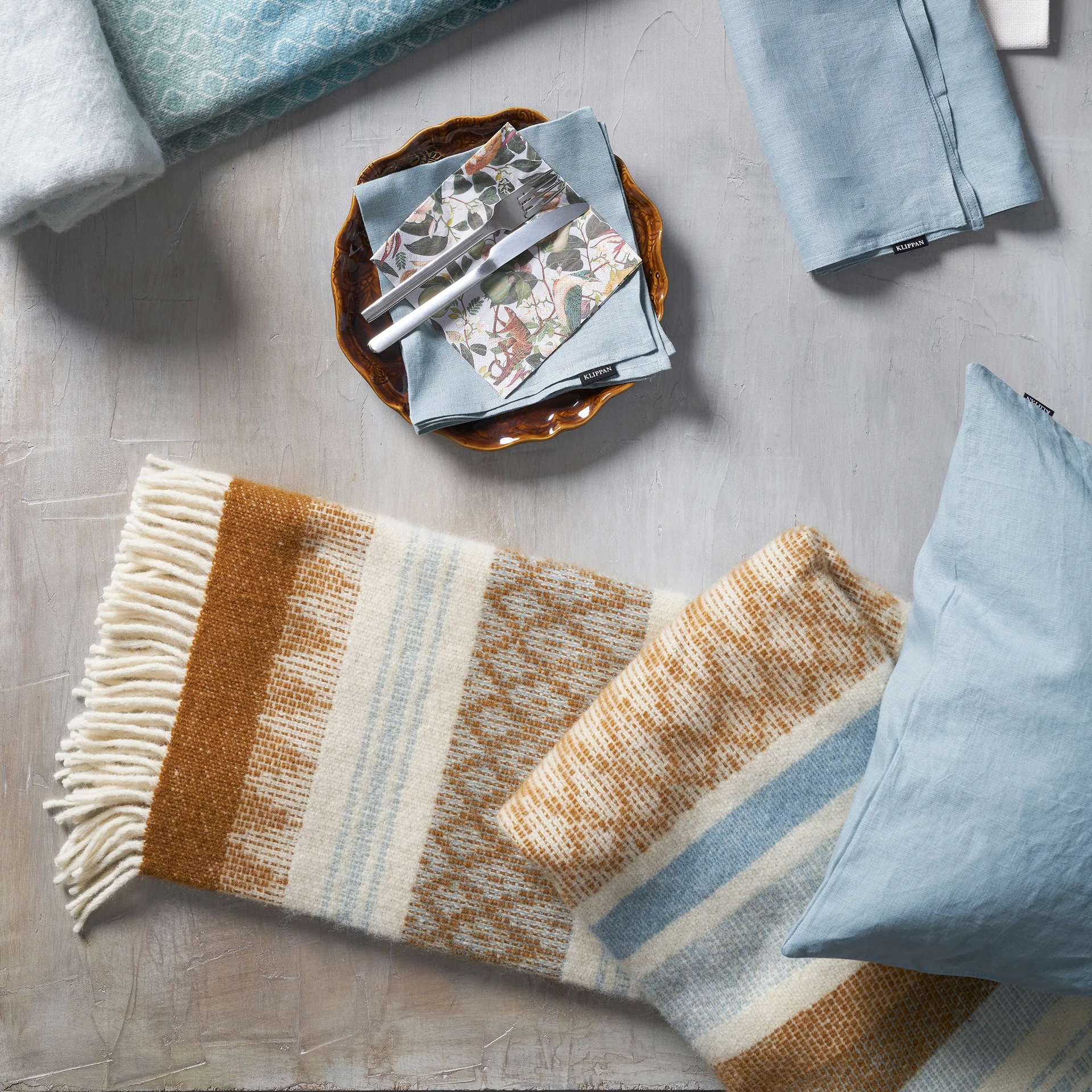 Freja wool throw, Amber Klippan Yllefabrik