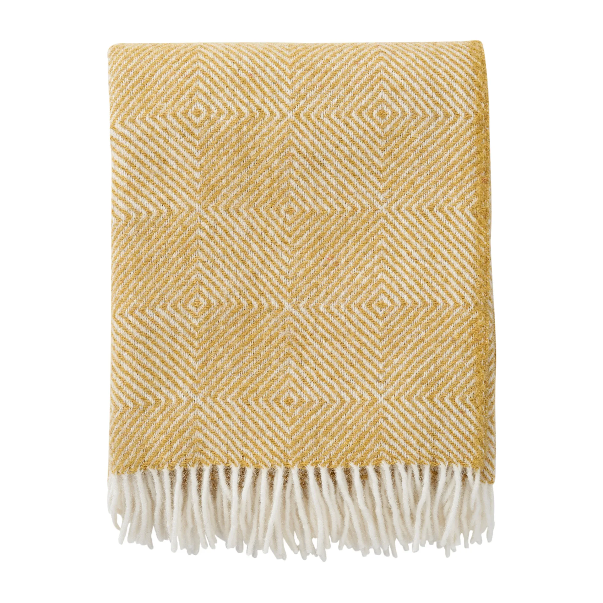 Gooseye wool throw 130x200 cm, Yellow Klippan Yllefabrik