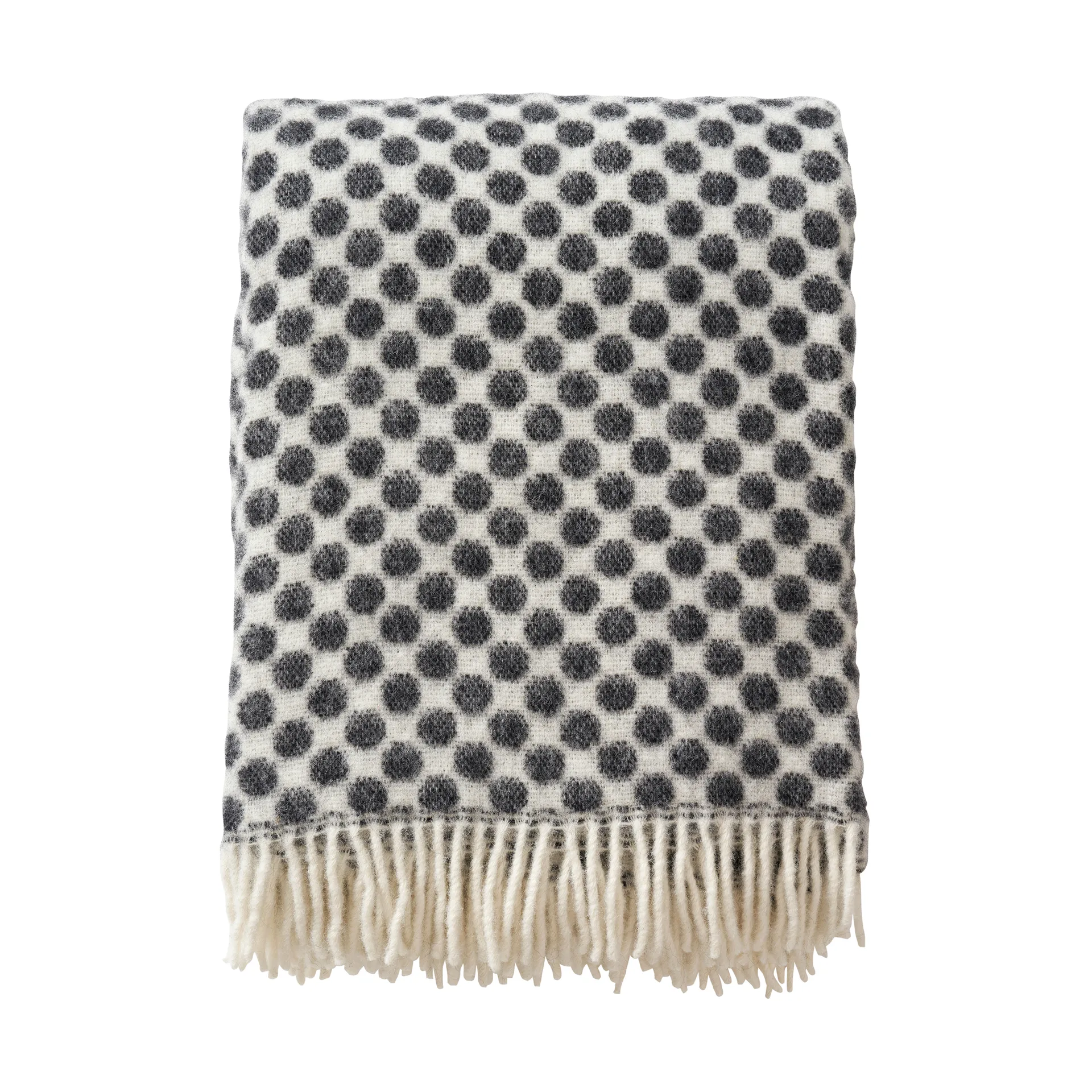 Gotland dots wool throw 130x200 cm, White-black Klippan Yllefabrik