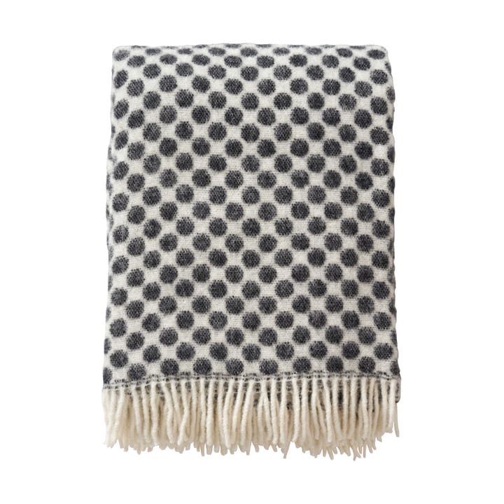 Gotland dots wool throw 130x200 cm - White-black - Klippan Yllefabrik