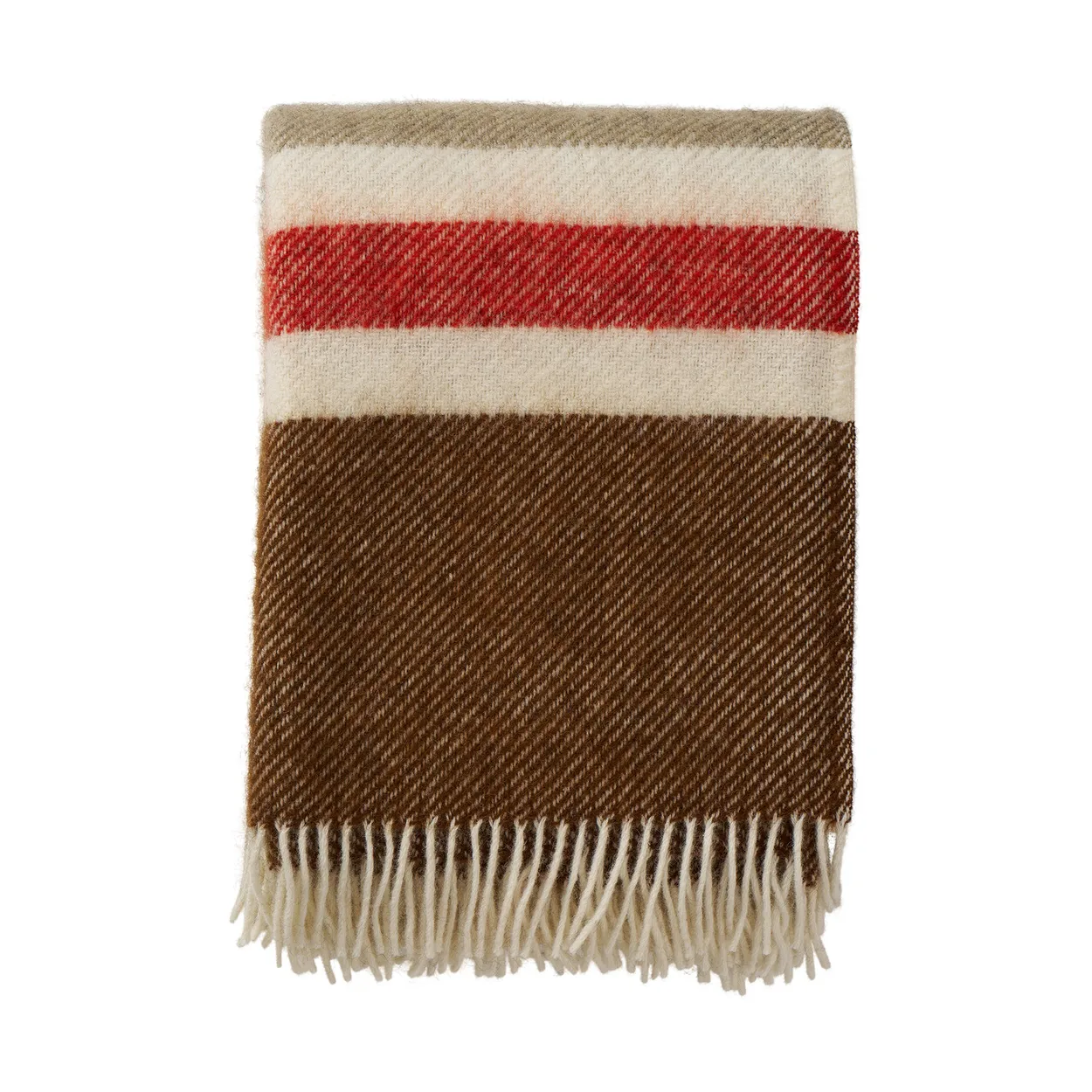 Klippan Yllefabrik Gotland Stripe wool throw 130x200 cm Brown-beige-red