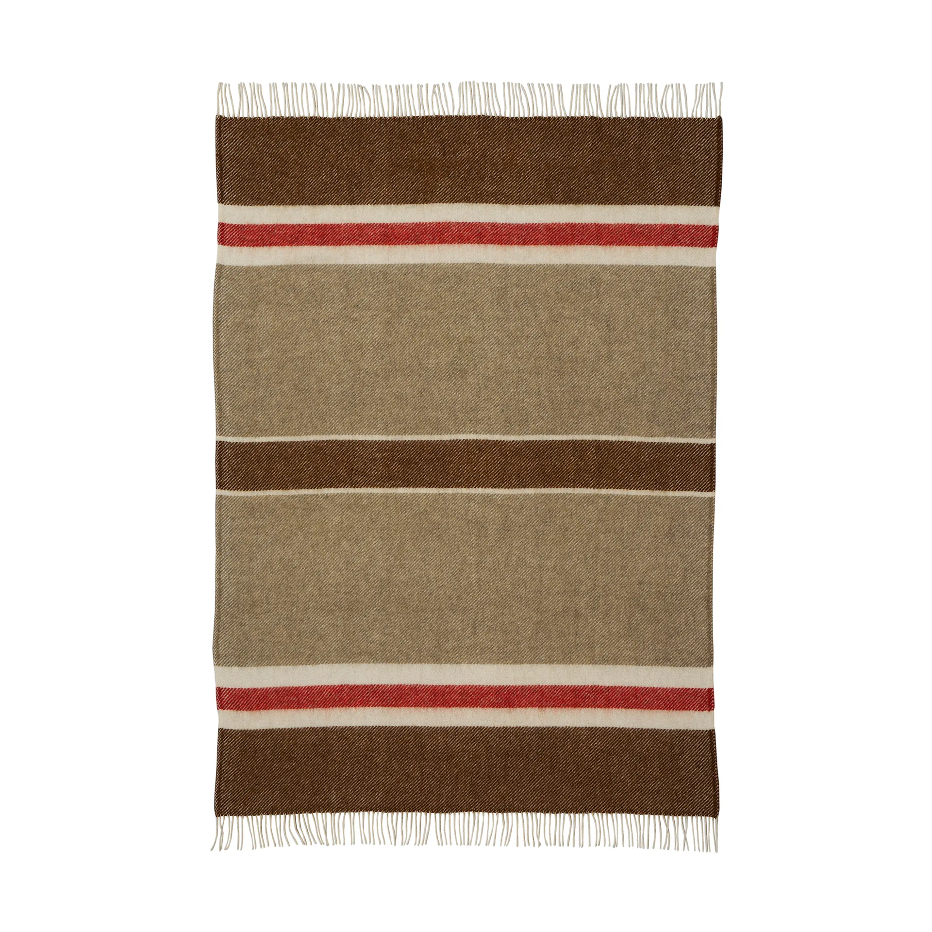 Gotland Stripe wool throw 130x200 cm, Brown-beige-red Klippan Yllefabrik