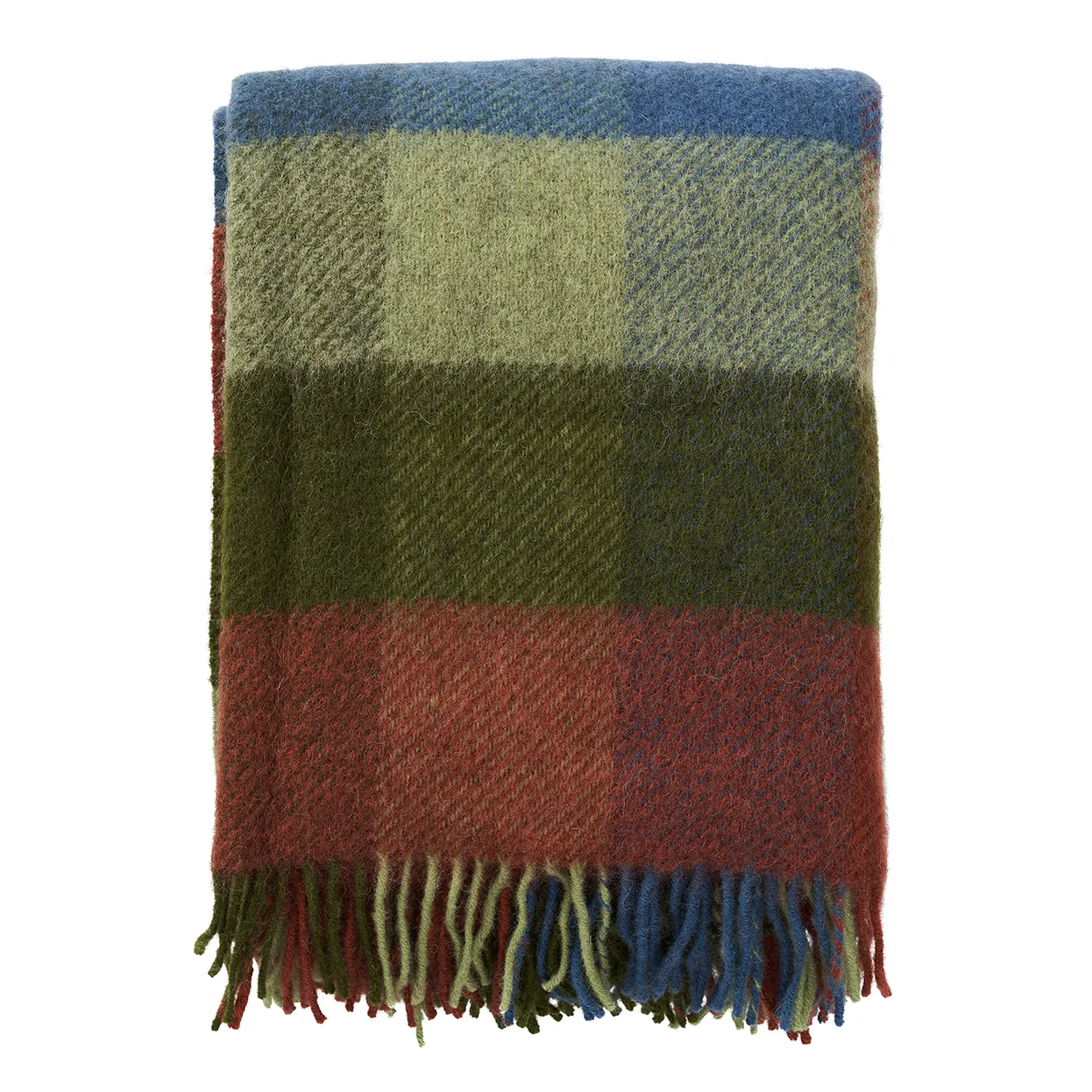 Gotland wool throw 130x200 cm, multi-green Klippan Yllefabrik