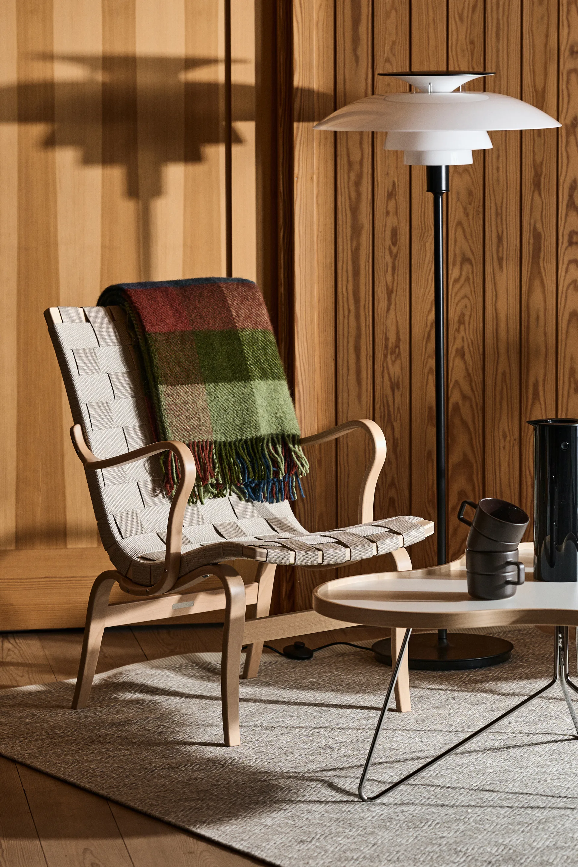 Gotland wool throw 130x200 cm, multi-green Klippan Yllefabrik