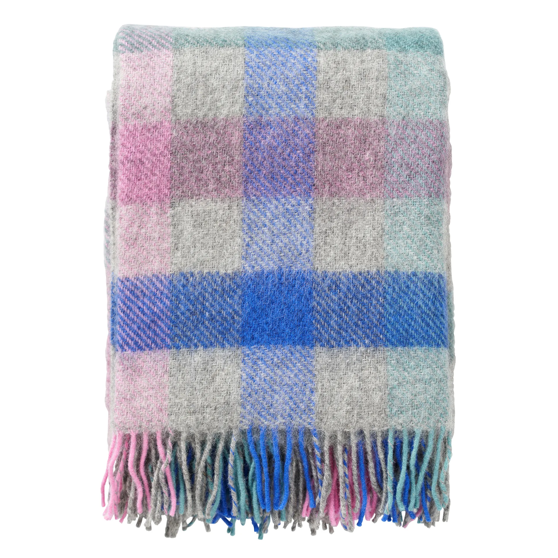 Gotland wool throw 130x200 cm, Multi pastel Klippan Yllefabrik