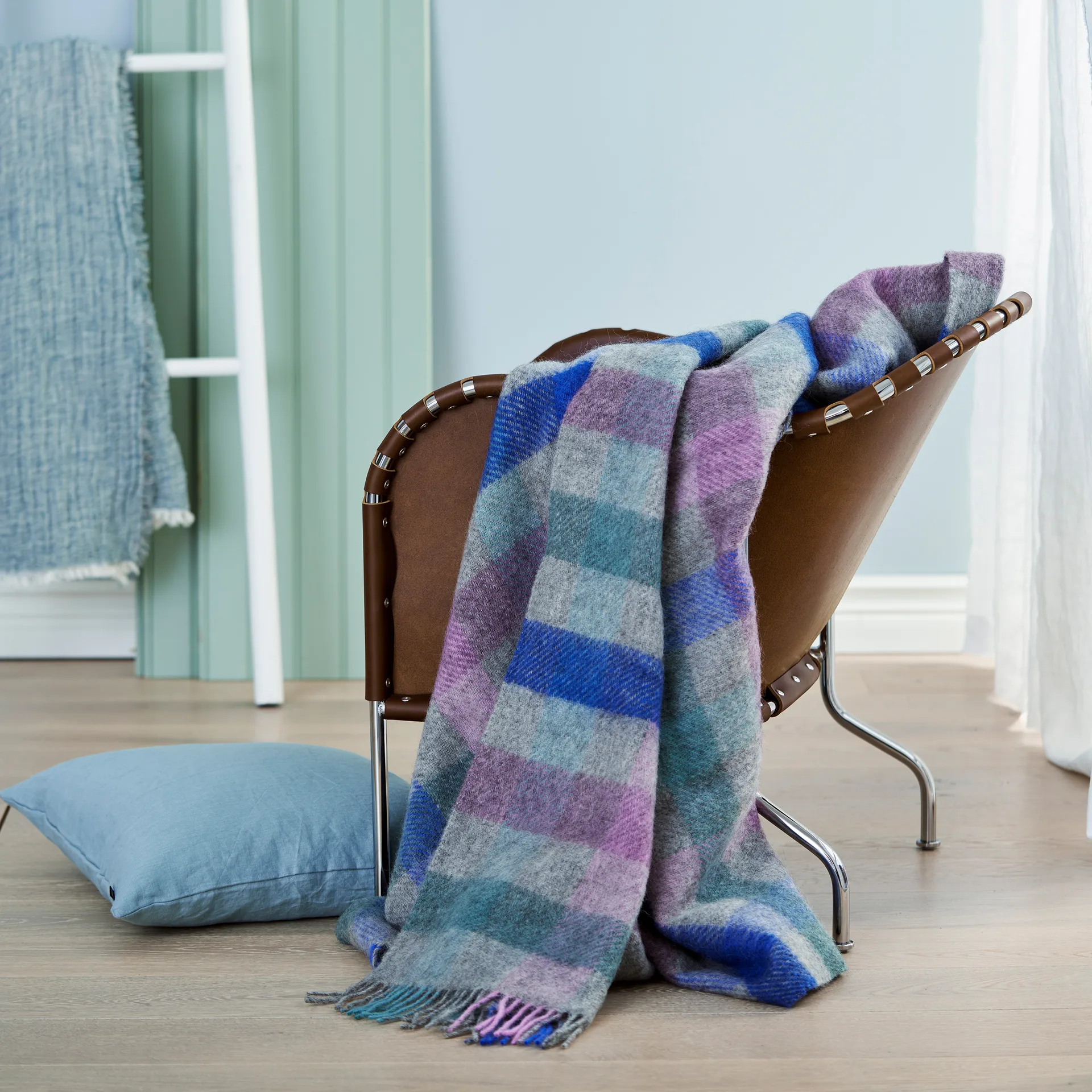 Gotland wool throw 130x200 cm, Multi pastel Klippan Yllefabrik