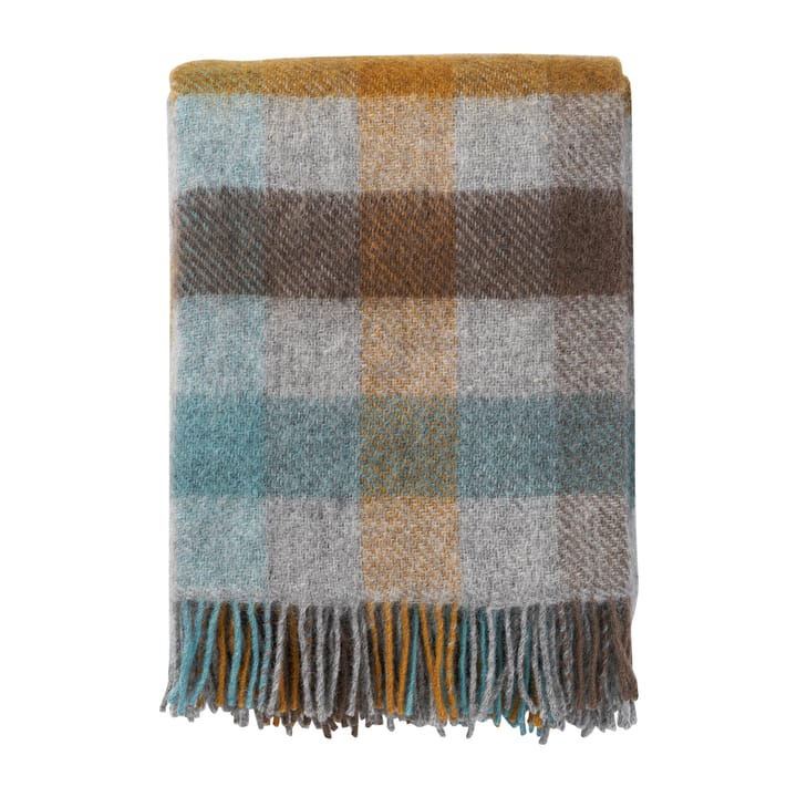 Gotland wool throw 130x200 cm - Multi-turquoise - Klippan Yllefabrik