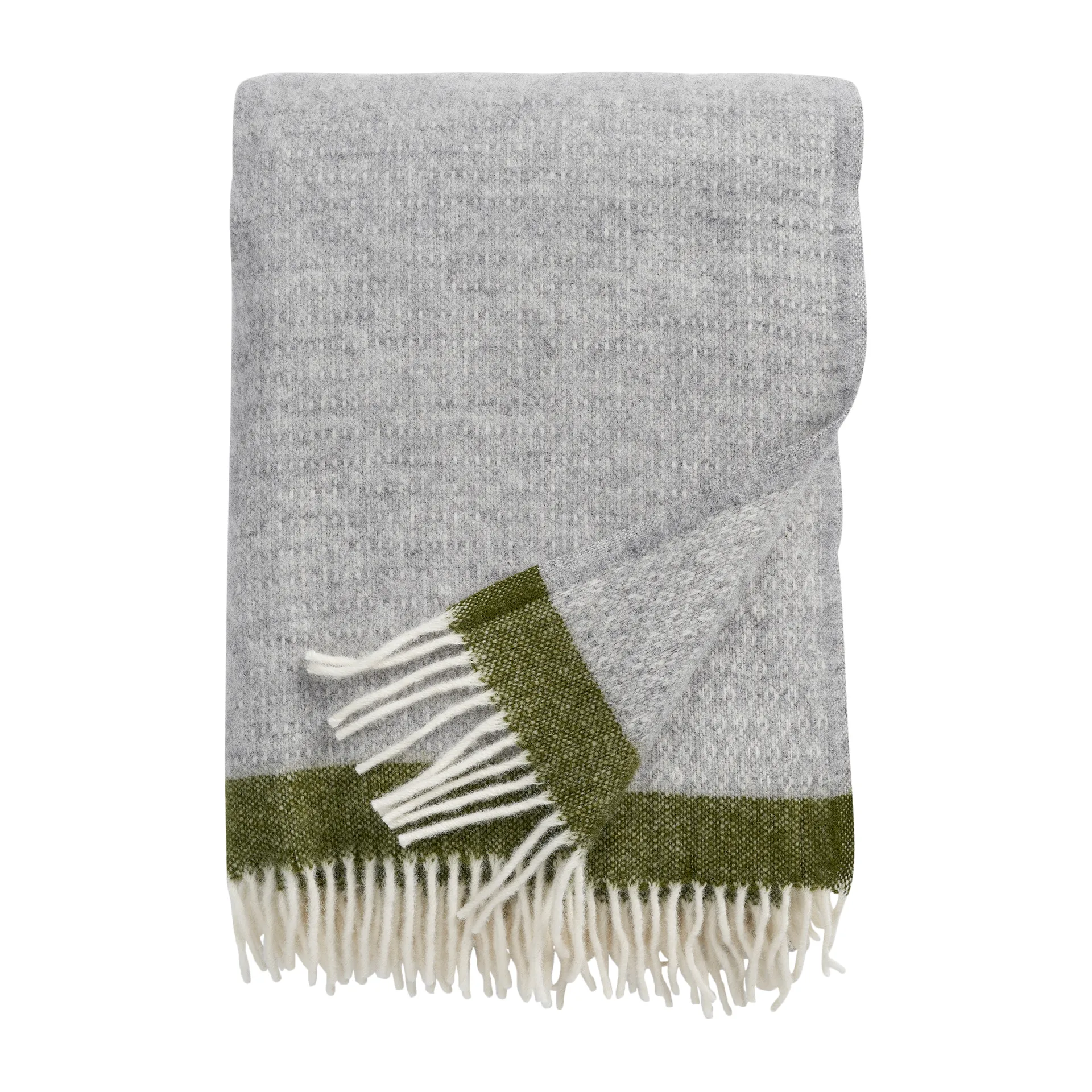 Hampus wool throw 130x200 cm, Grey-avocado Klippan Yllefabrik