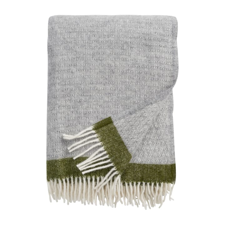 Hampus wool throw 130x200 cm - Grey-avocado - Klippan Yllefabrik