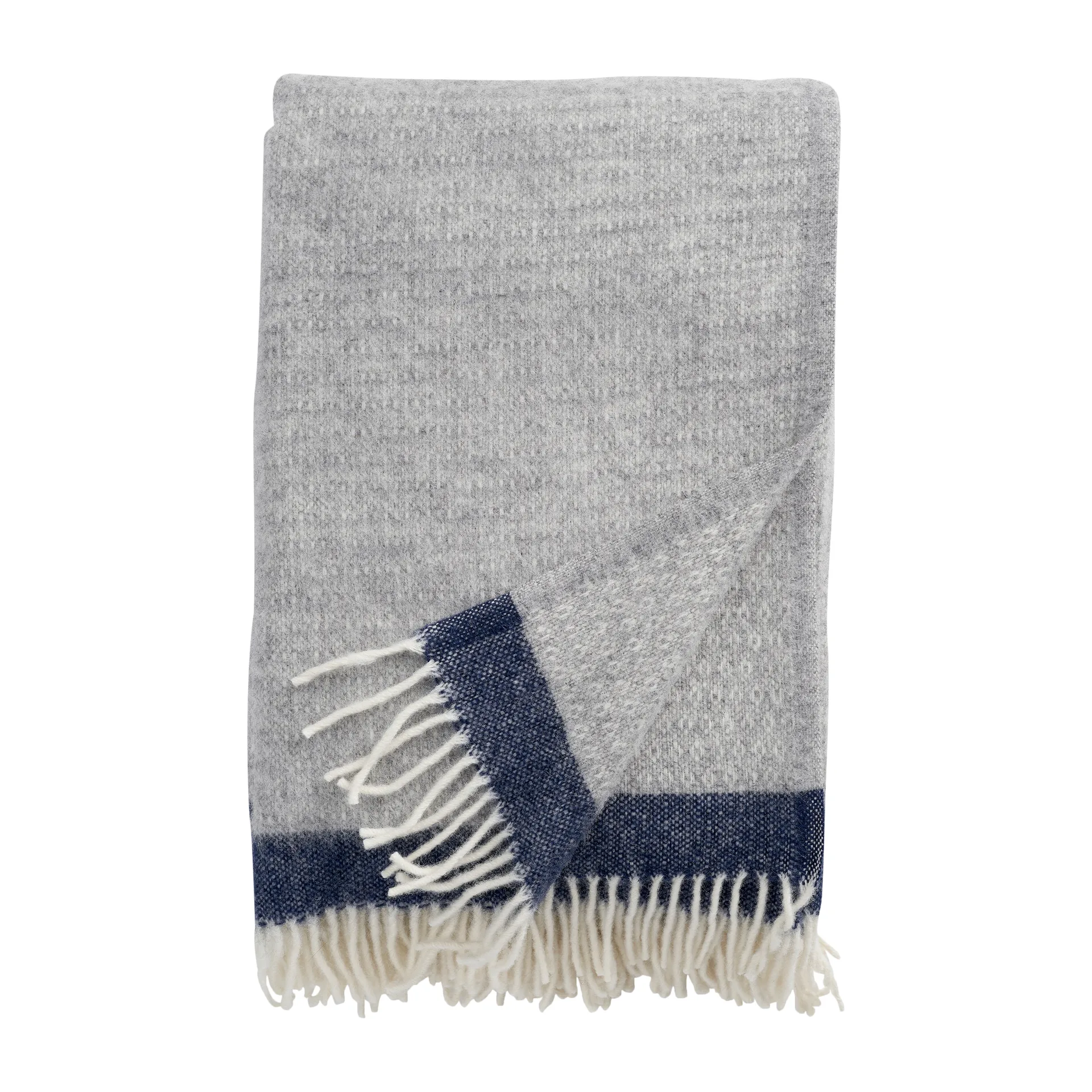Hampus wool throw 130x200 cm, Grey-navy Klippan Yllefabrik