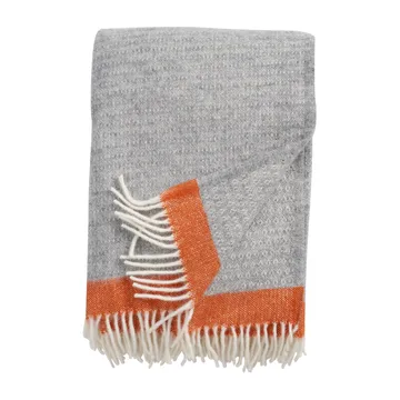 Hampus wool throw 130x200 cm - Grey-orange - Klippan Yllefabrik