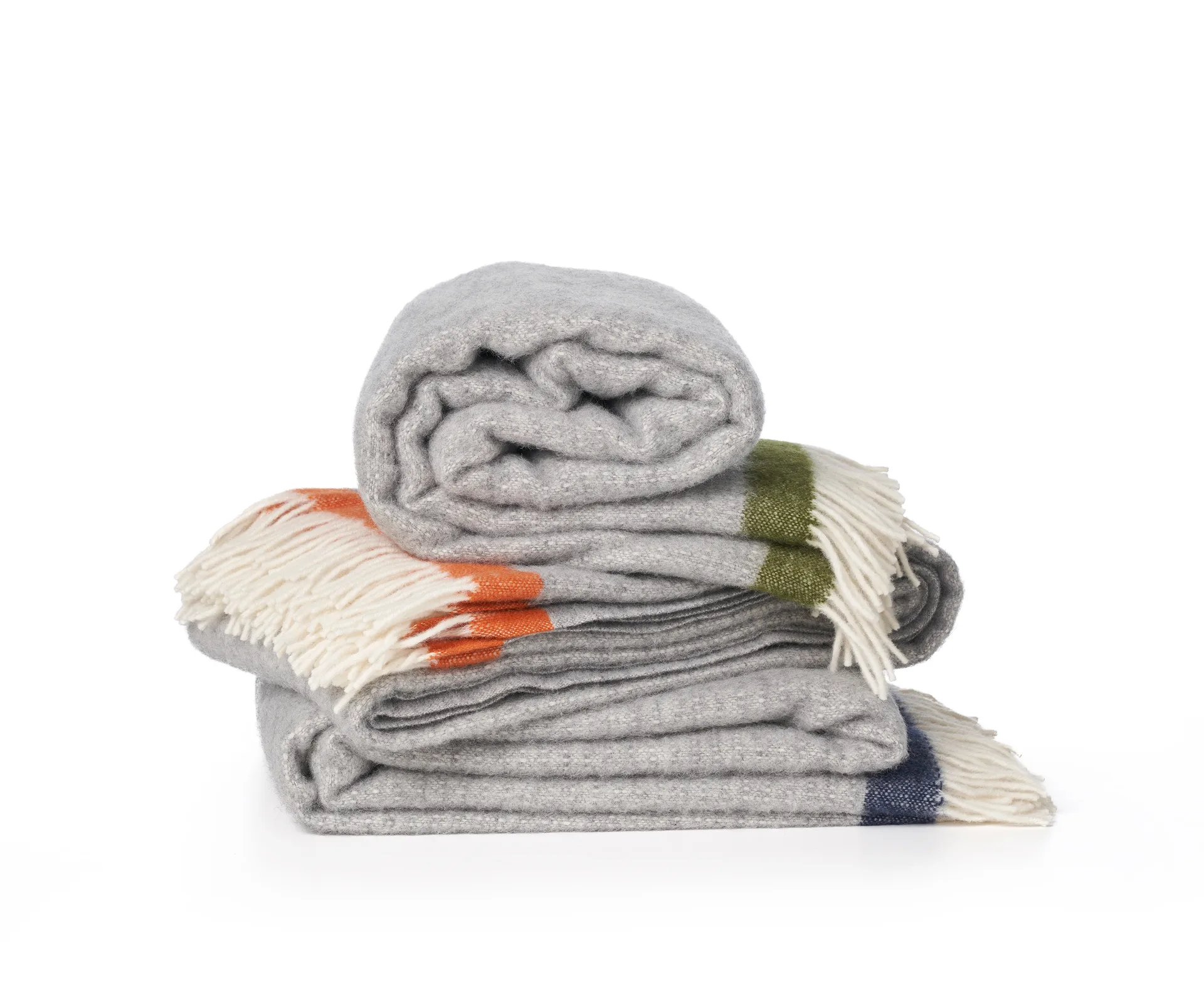 Hampus wool throw 130x200 cm, Grey-orange Klippan Yllefabrik