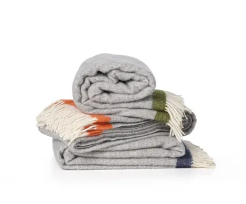 Hampus wool throw 130x200 cm - Grey-orange - Klippan Yllefabrik