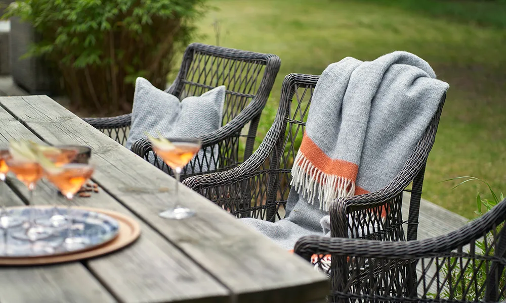 Hampus wool throw 130x200 cm, Grey-orange Klippan Yllefabrik