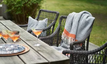 Hampus wool throw 130x200 cm - Grey-orange - Klippan Yllefabrik