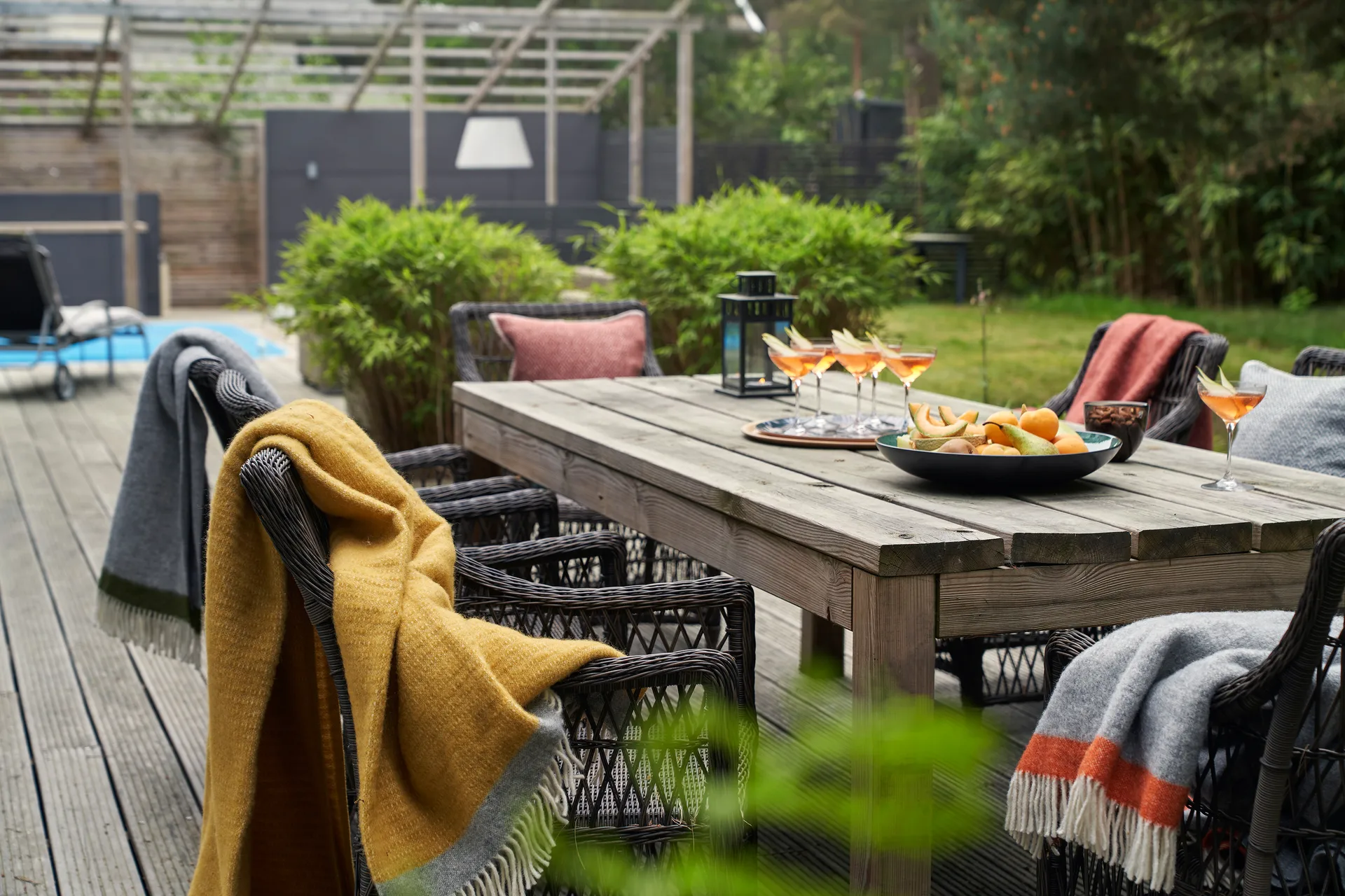 Hampus wool throw 130x200 cm, Grey-orange Klippan Yllefabrik