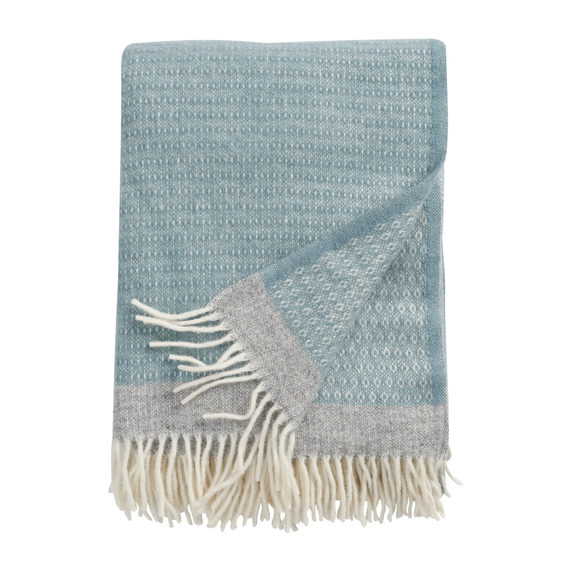 Harald wool throw 130x200 cm, Dusty blue-grey Klippan Yllefabrik