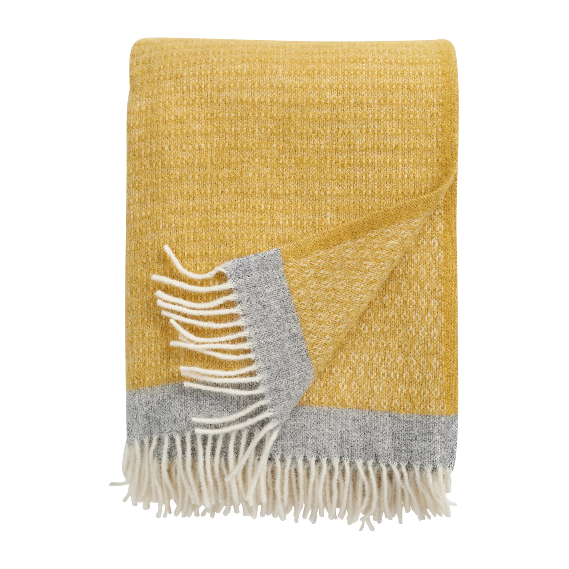 Harald wool throw 130x200 cm, Yellow-grey Klippan Yllefabrik