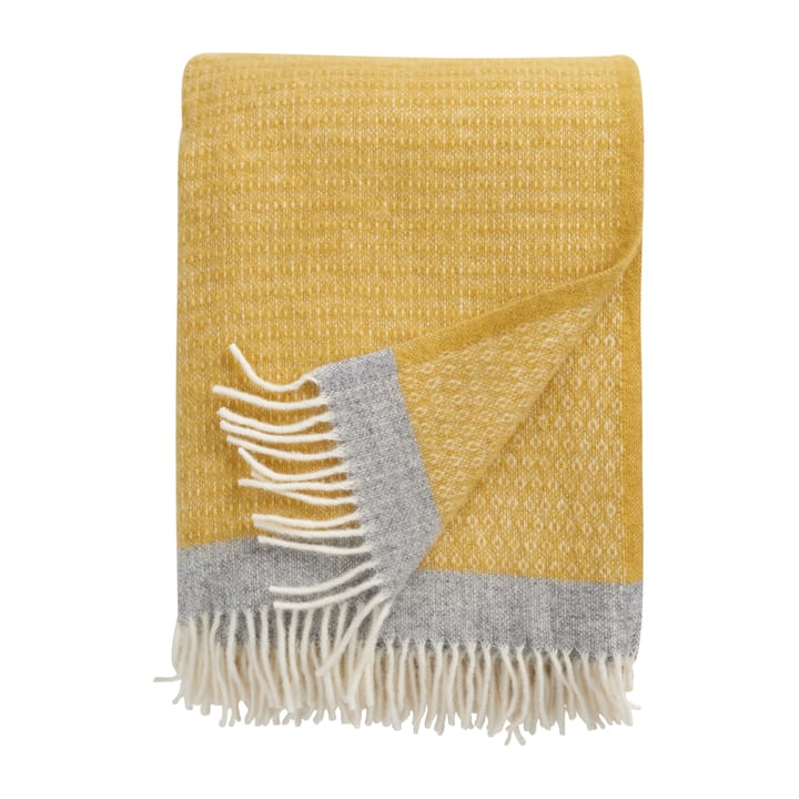 Harald wool throw 130x200 cm - Yellow-grey - Klippan Yllefabrik