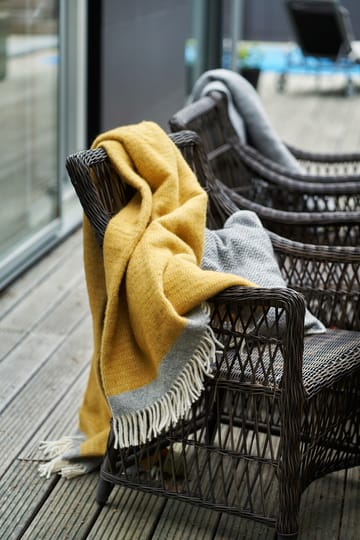 Harald wool throw 130x200 cm - Yellow-grey - Klippan Yllefabrik