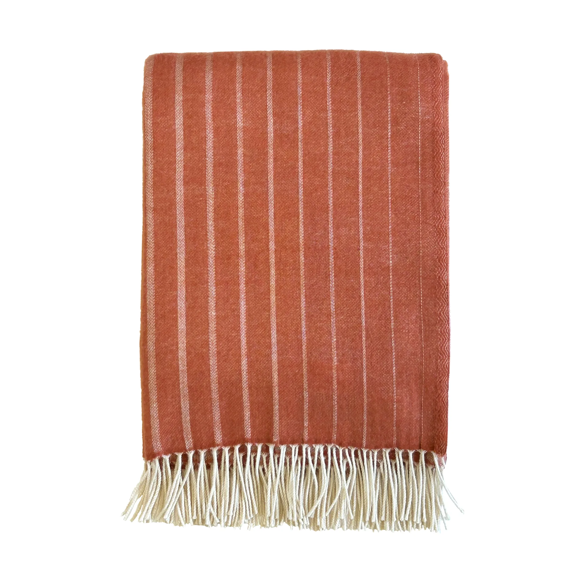 Irregular stripes wool throw, Rust, 130x200 cm Klippan Yllefabrik