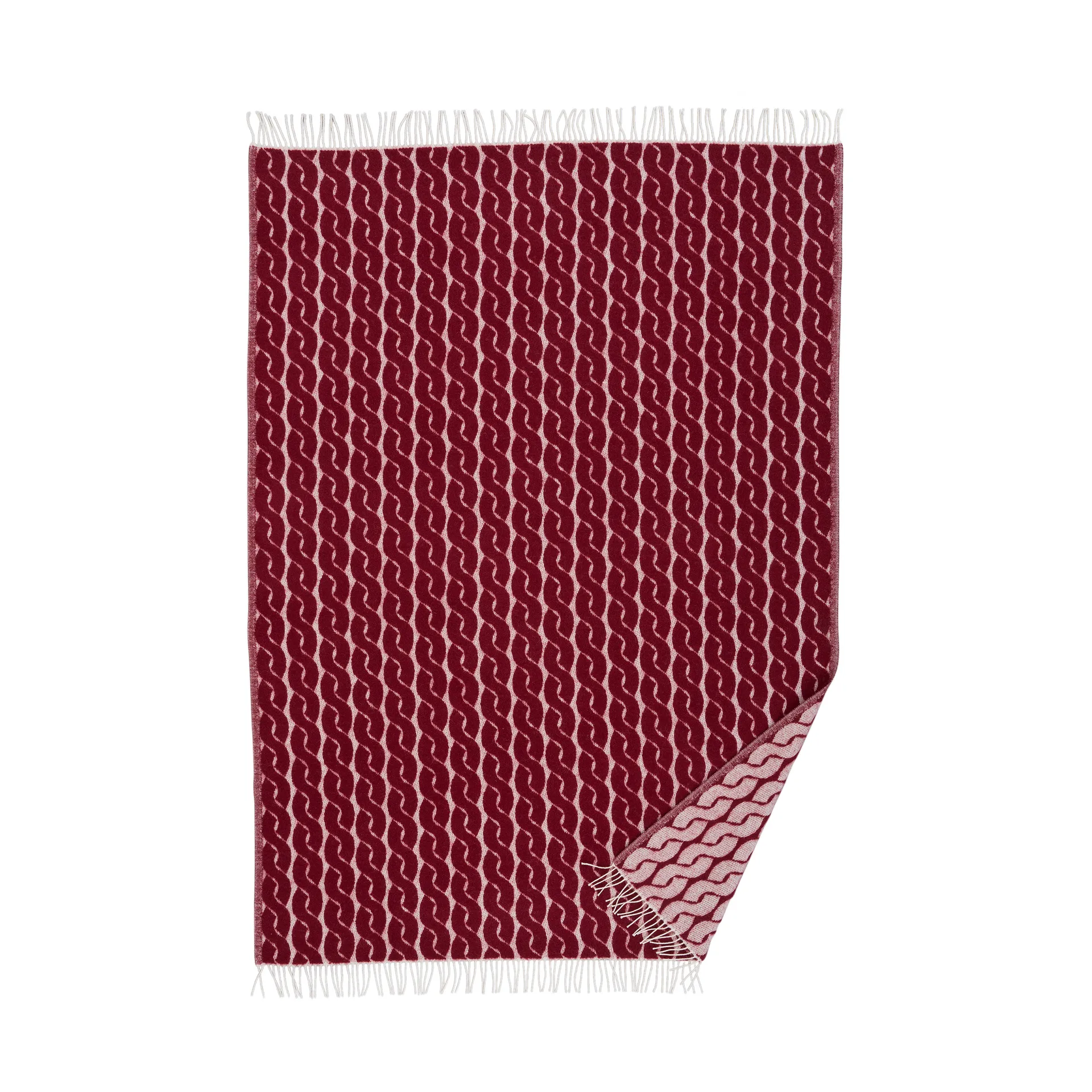 Knit wool throw 130x200 cm, Burgundy Klippan Yllefabrik