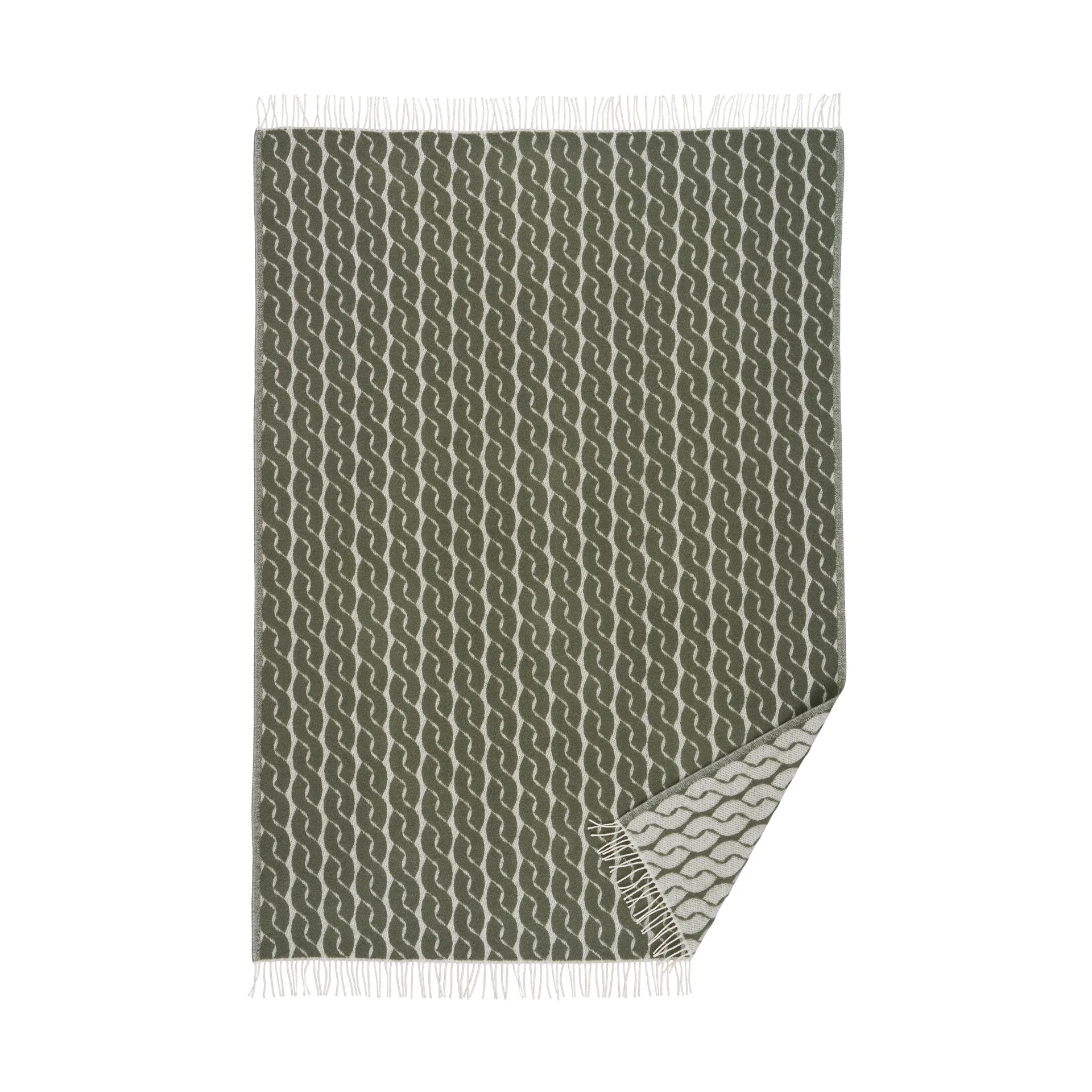 Knit wool throw 130x200 cm, Pine Klippan Yllefabrik