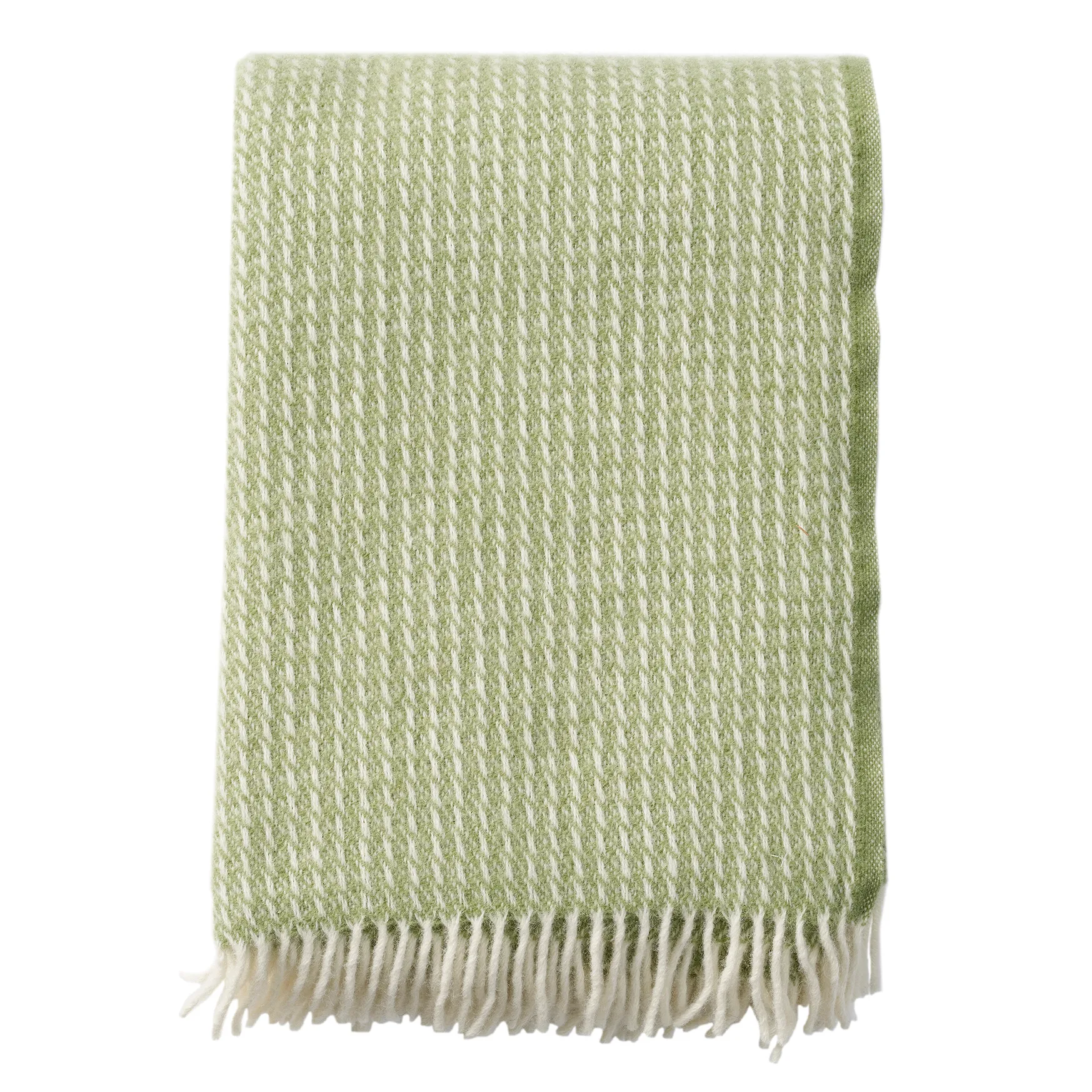 Line wool throw, green Klippan Yllefabrik