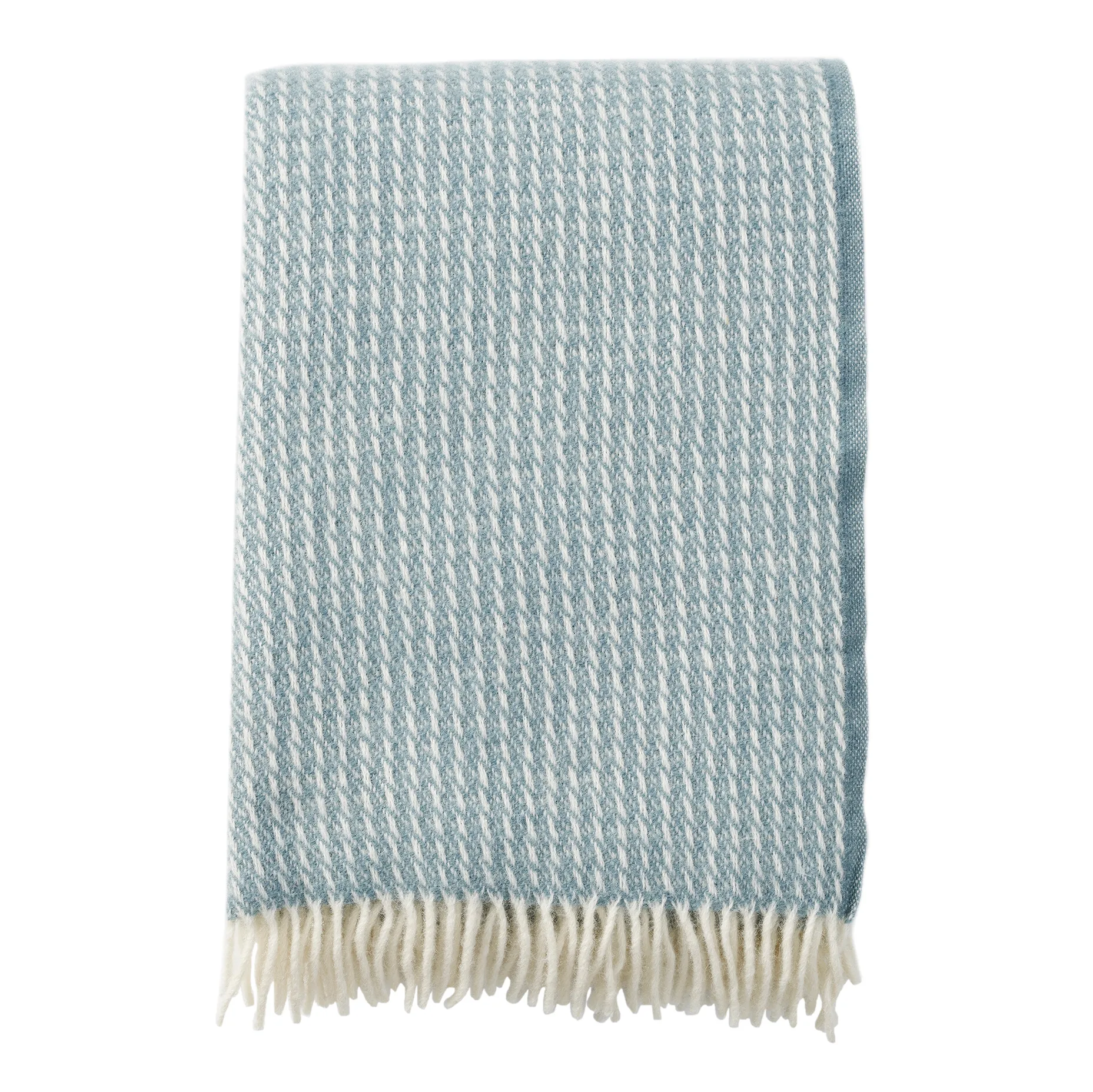 Line wool throw, Smoky blue Klippan Yllefabrik