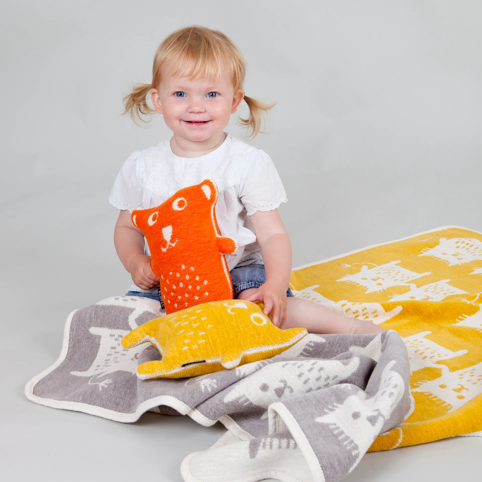 Little bear stuffed animal, orange Klippan Yllefabrik