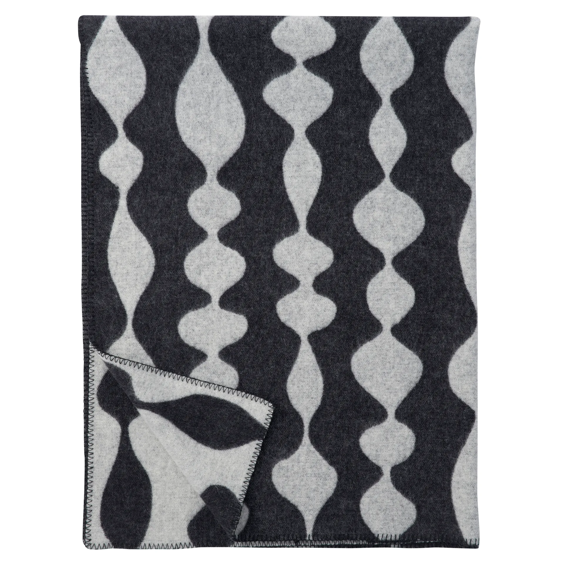 Margaret rose wool throw, black Klippan Yllefabrik