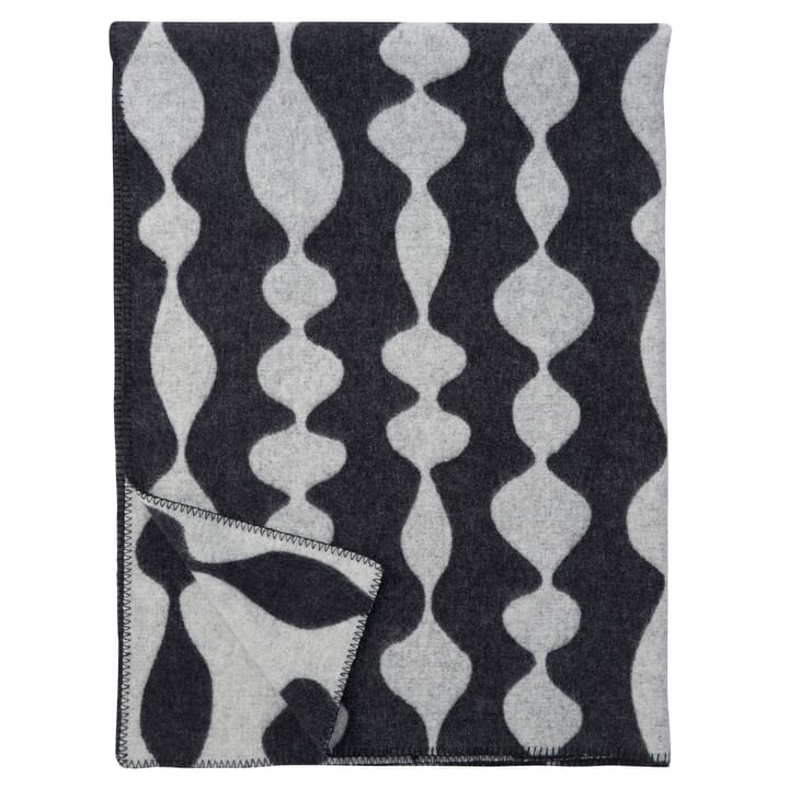 Margaret rose wool throw - black - Klippan Yllefabrik