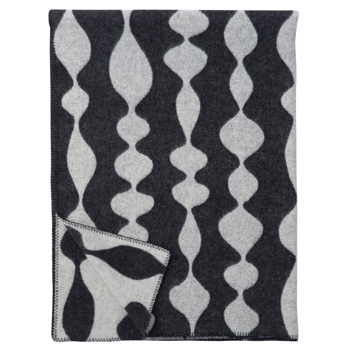 Klippan Yllefabrik Margaret rose wool throw black | Scandinavian Design | Wool blankets & throws | Grey