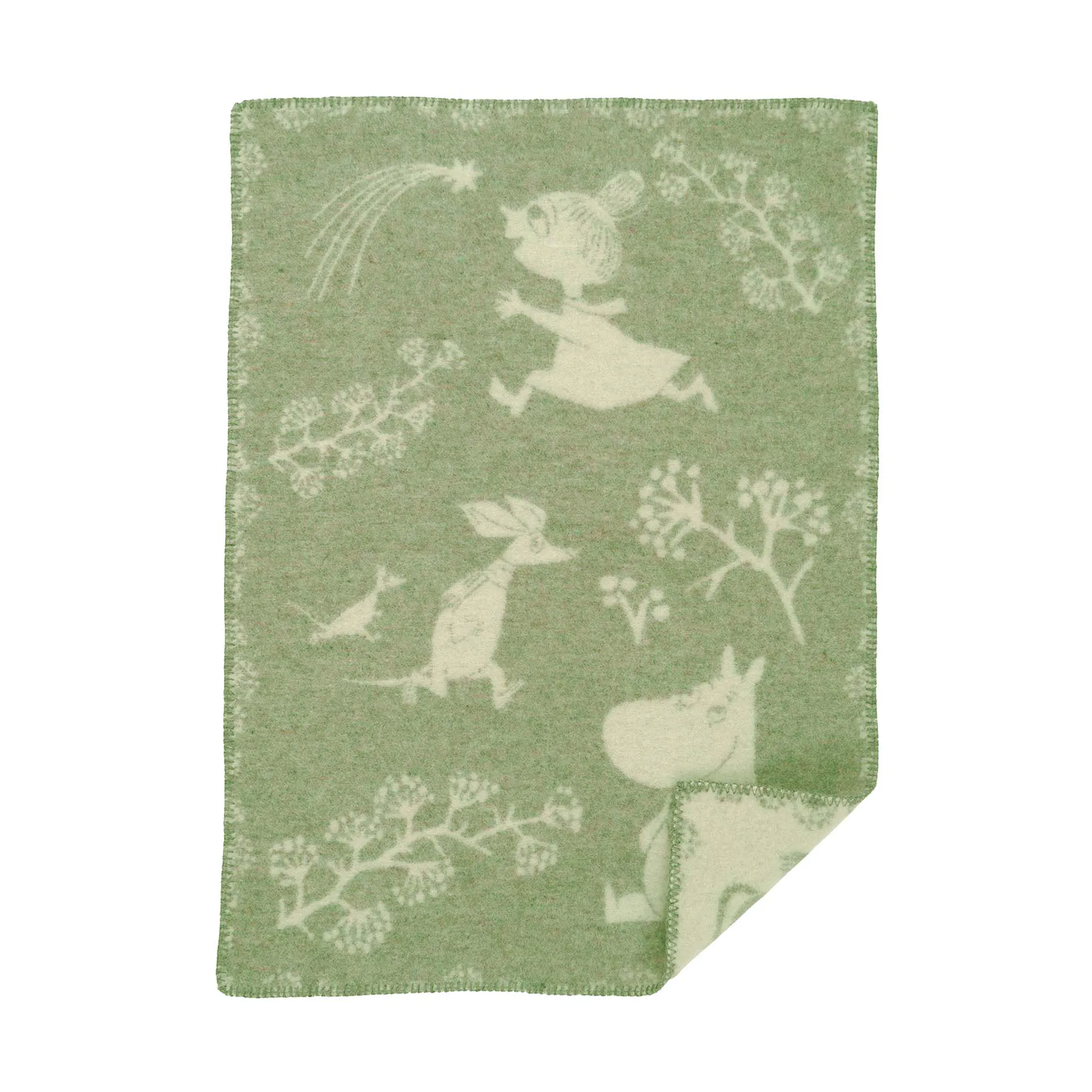 Moomin Winterland baby blanket 65x90 cm, Frost green Klippan Yllefabrik