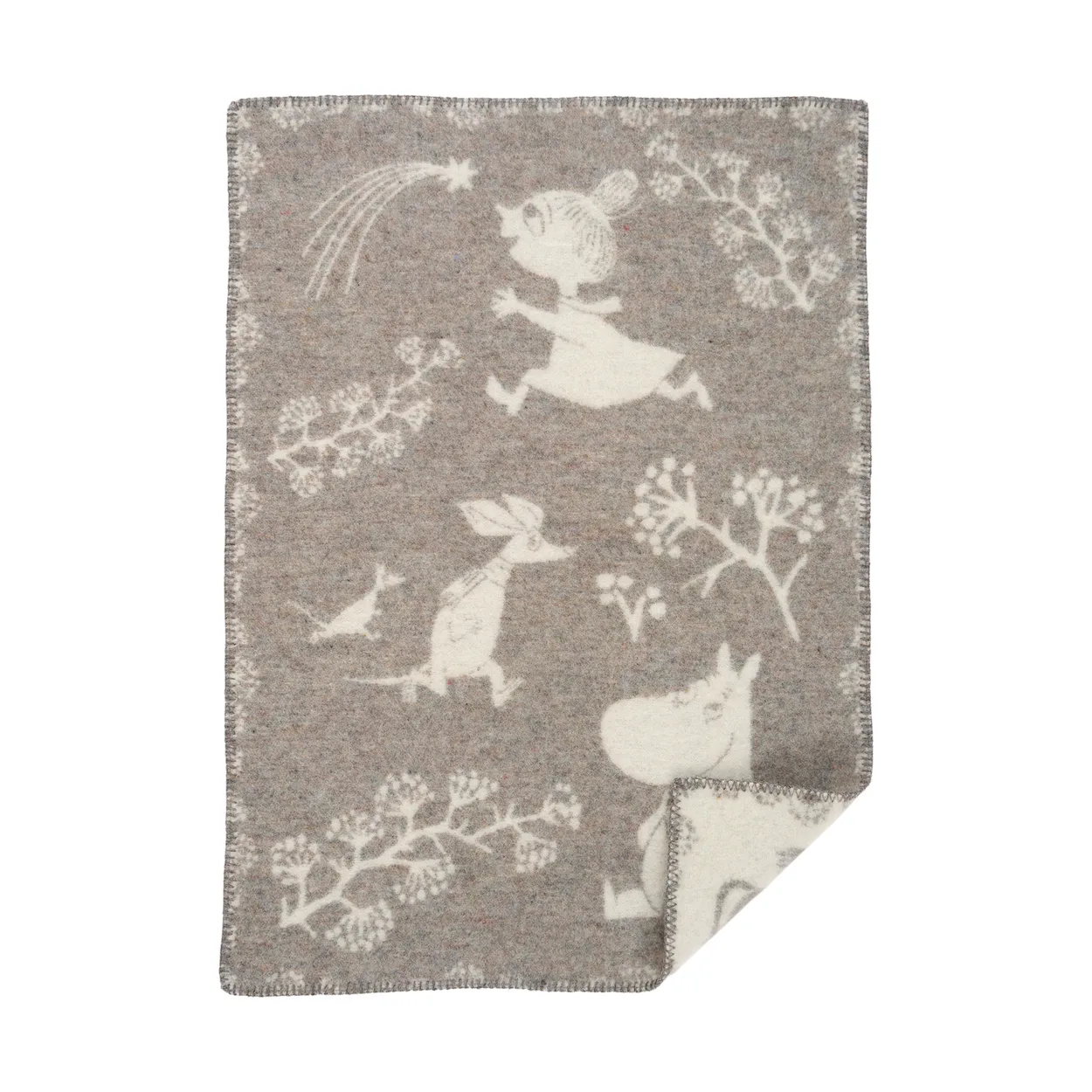 Klippan Yllefabrik Moomin Winterland baby blanket 65x90 cm Grey