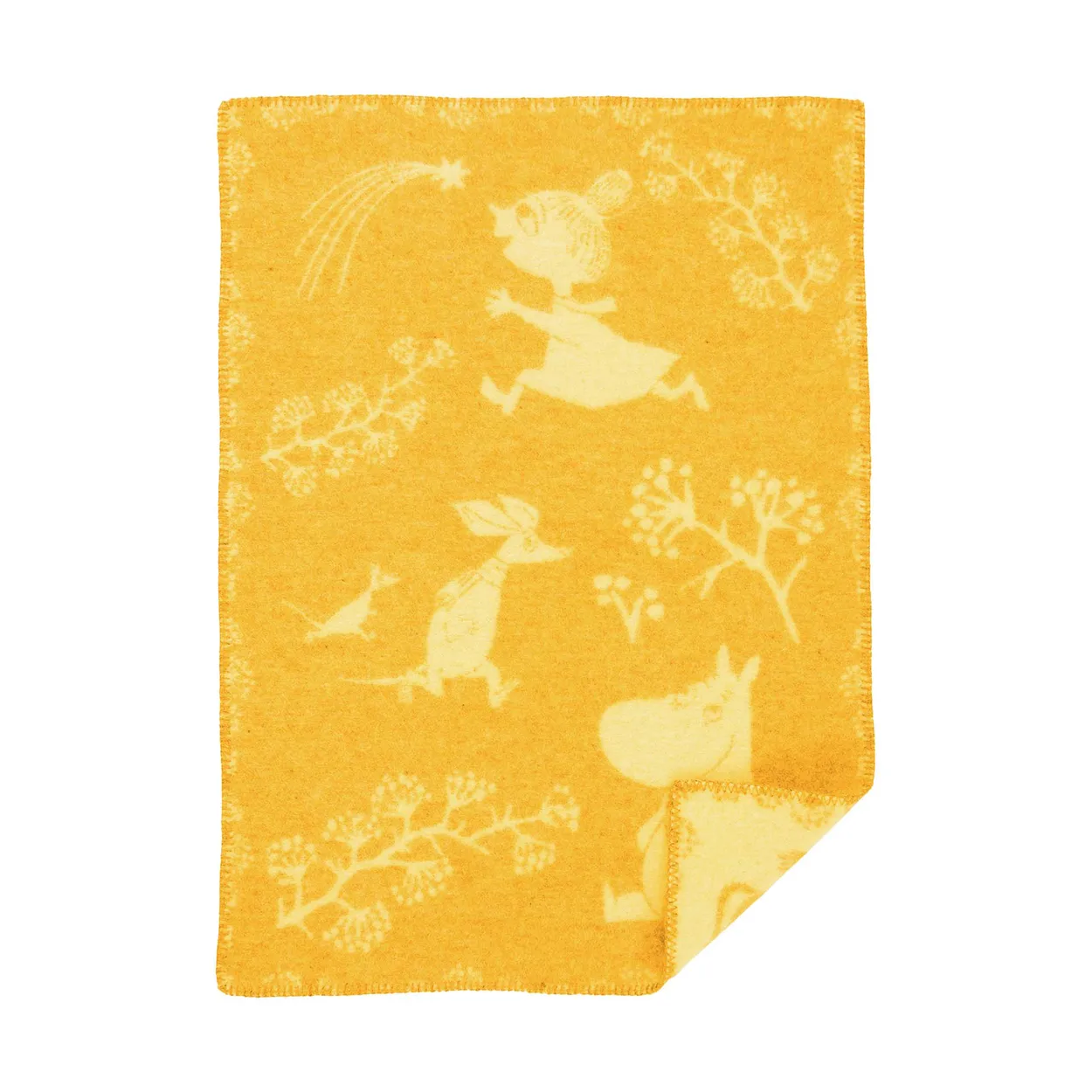 Klippan Yllefabrik Moomin Winterland baby blanket 65x90 cm Winter sun