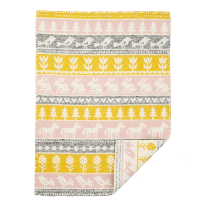 Nature baby blanket wool - Yellow-pink - Klippan Yllefabrik