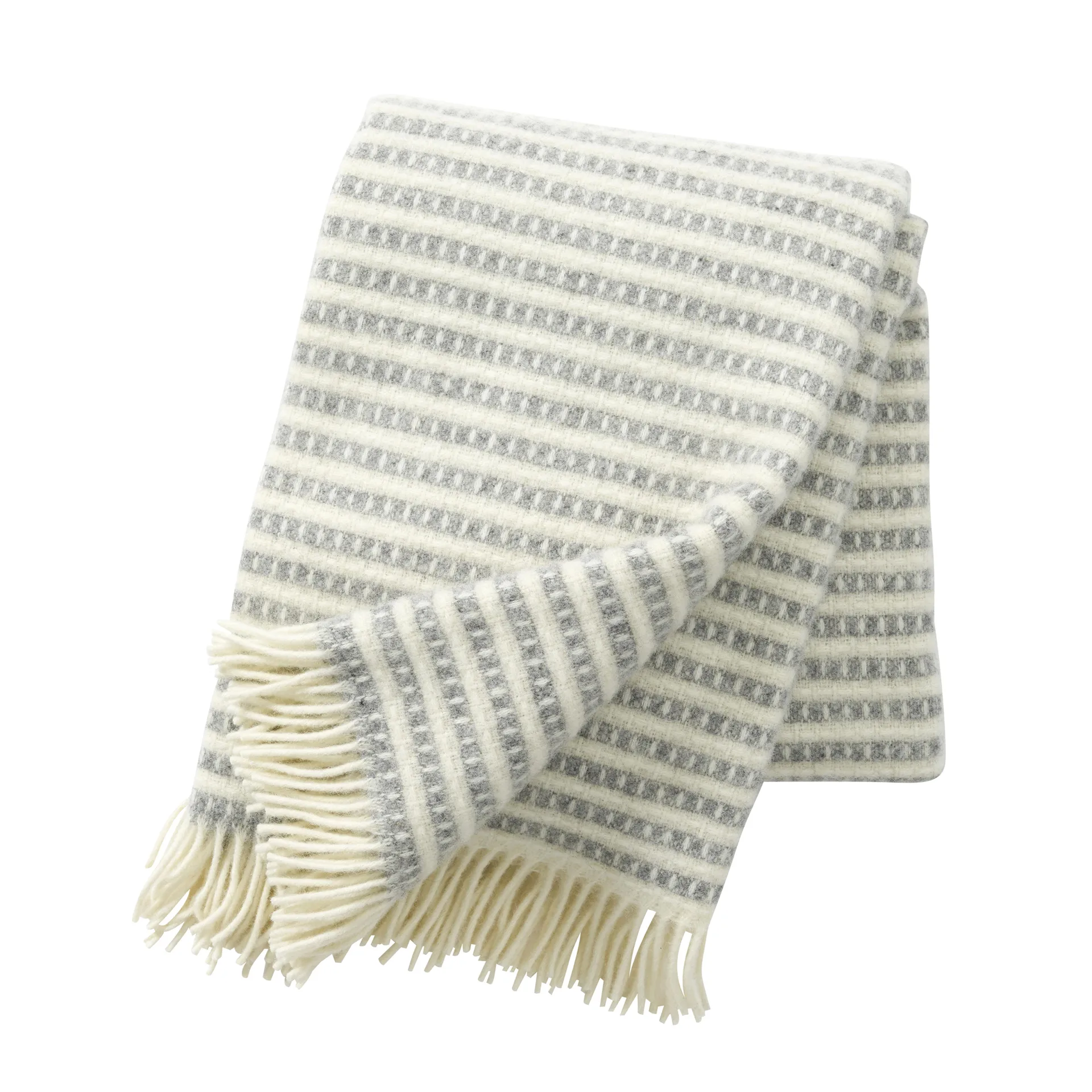 Olle wool plaid, light grey Klippan Yllefabrik