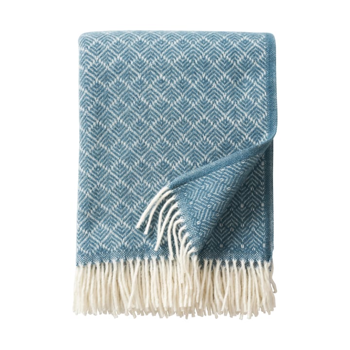 Pampas wool throw 130x200 cm - Blue - Klippan Yllefabrik