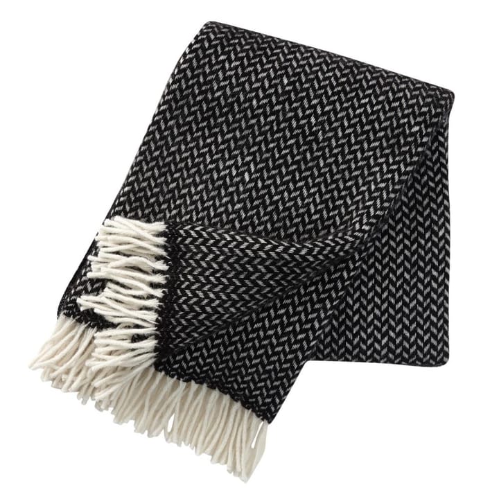 Polka wool throw - black - Klippan Yllefabrik