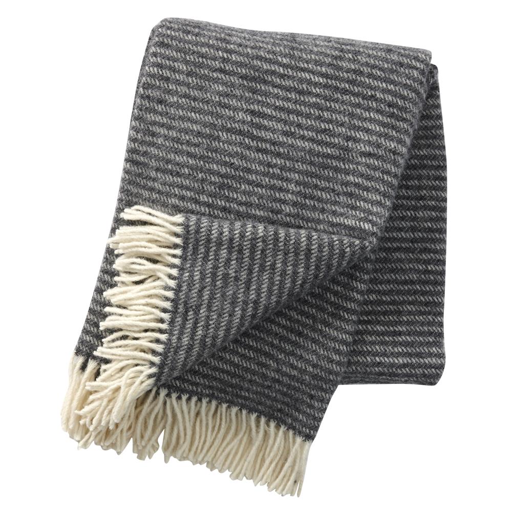 Klippan Yllefabrik Ralph wool throw dark grey | Scandinavian Design | Wool blankets & throws | Grey