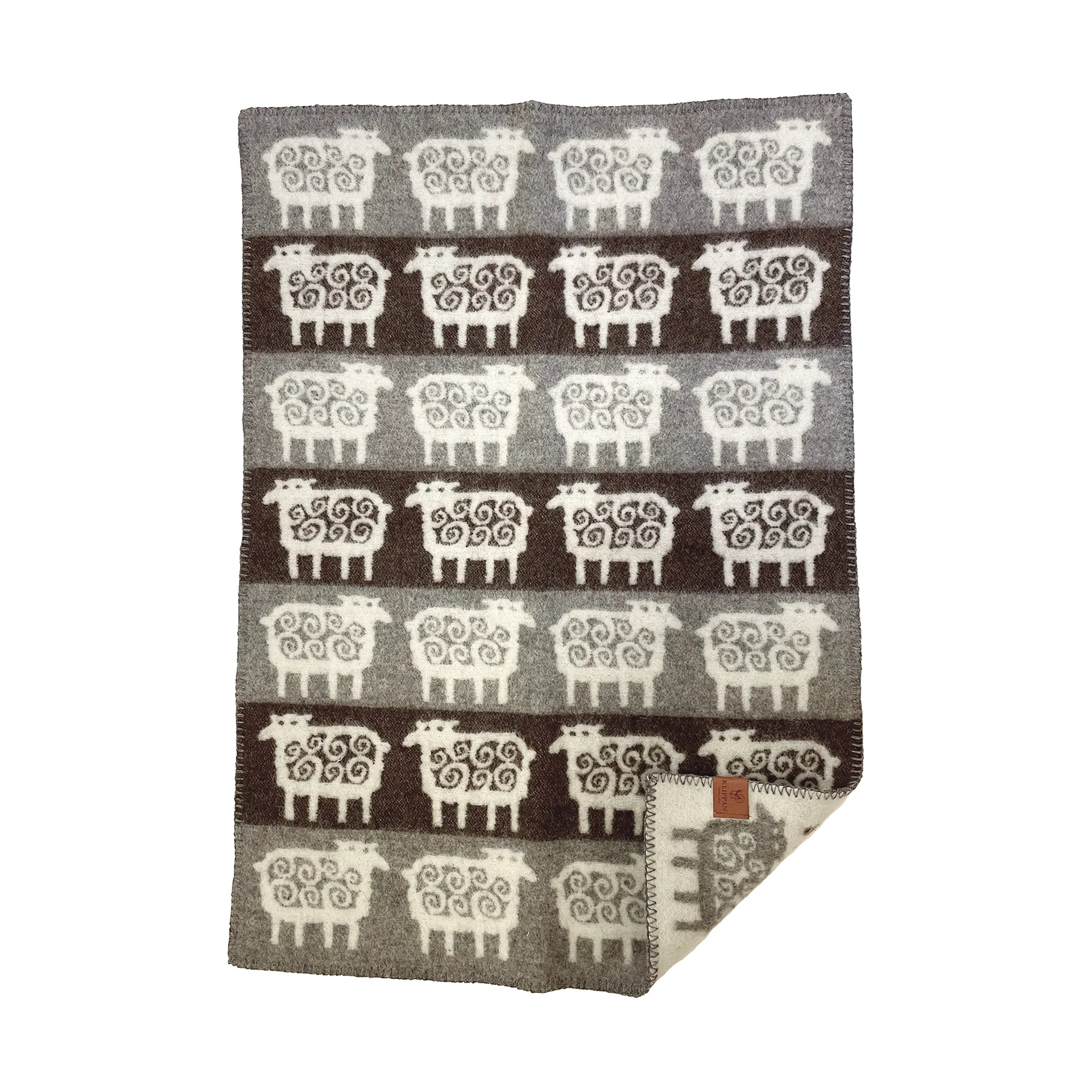 Sheep stripe baby throw 65x90 cm, Brown-grey Klippan Yllefabrik